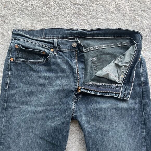 Levi's Men’s 505 Regular Fit Jeans Dark Blue Wash Stretch 36X35 00505-1330 - Picture 5 of 11